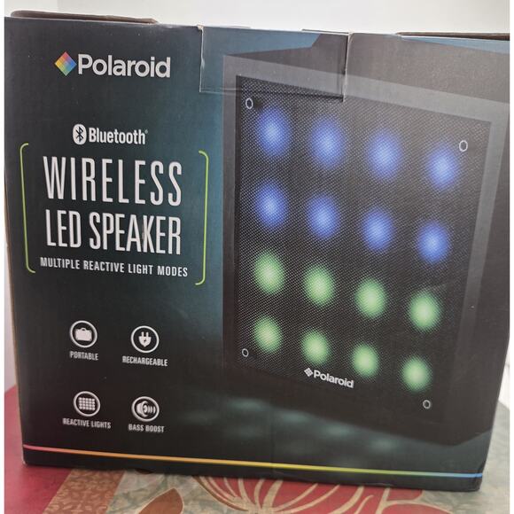 Polaroid Bluetooth Music Responsive Wireless Speaker LED Rechargeable Bass Boost - Picture 1 of 13
